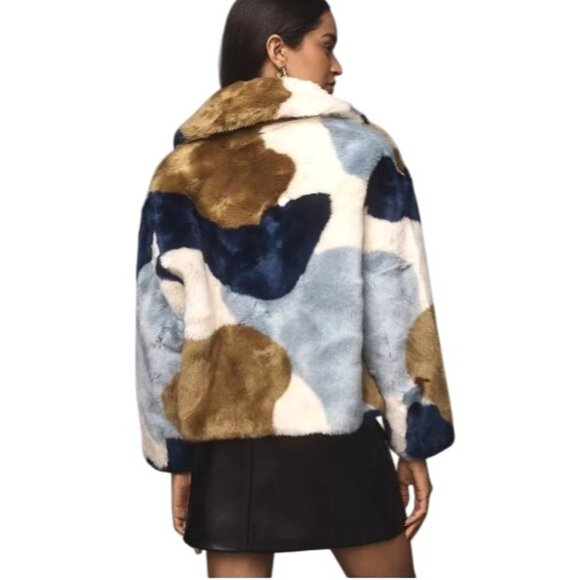Anthropologie Revolve Jakke Faux Fur Swirl Coat Medium NWT - Picture 3 of 7